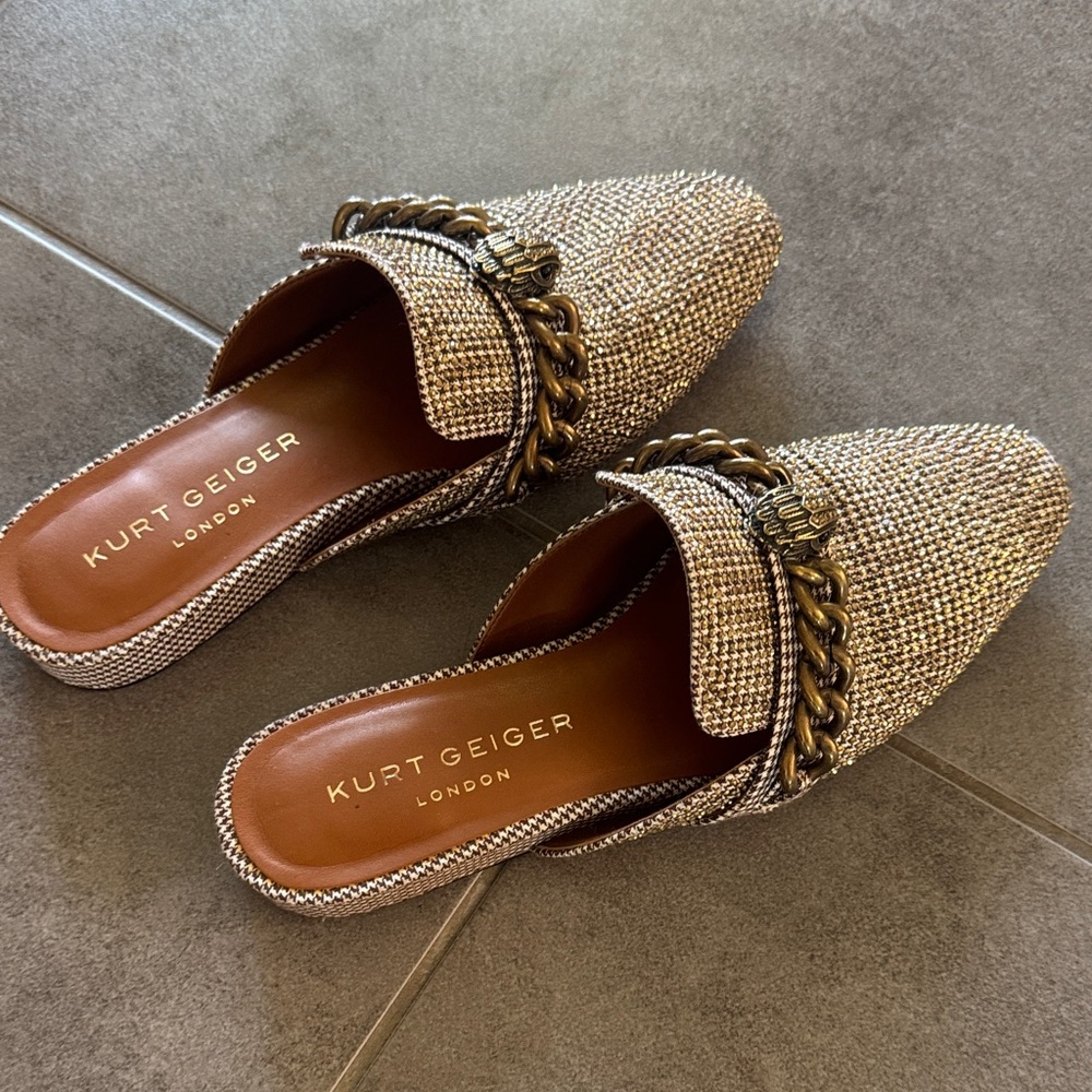 Kurt Geiger Women's Gold Textured Mules